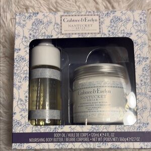 Crabtree & Evelyn White and Cream Moisturizer and Body Oil Set